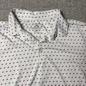Mizzen+Main Polo Shirt Mens XL White Geometric Print Performance Short Slv